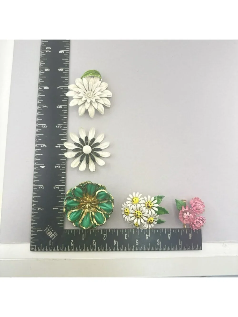 Vintage Flower Power Brooch Pin Lot Enamel Metal MOD MCM Retro 60s Earrings